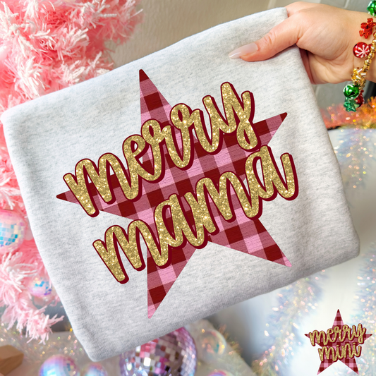 Merry Mama Plaid Star (Mini Option) Full Color DTF Transfer