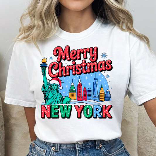 Merry Christmas New York Full Color DTF Transfer