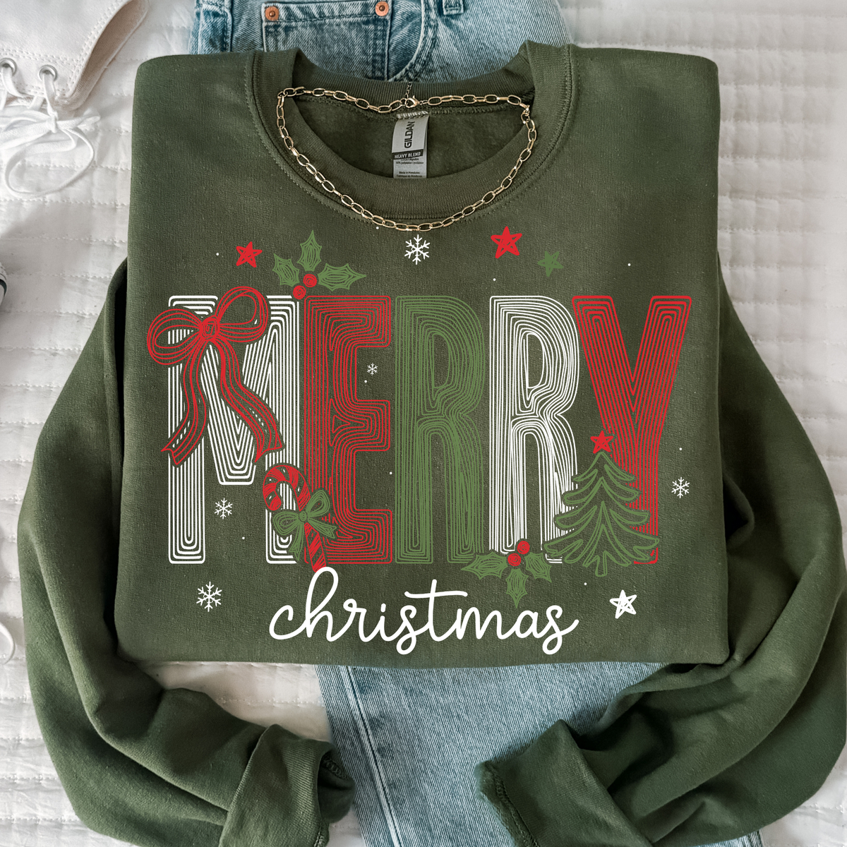Merry Christmas (Sketch) Full Color DTF Transfer