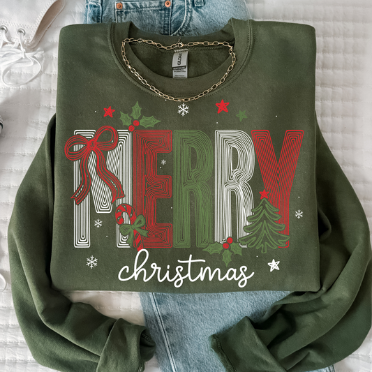 Merry Christmas (Sketch) Full Color DTF Transfer