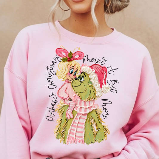 Perhaps Christmas Means A Bit More (Grinch/Cindy Lou Who) Full Color DTF Transfer