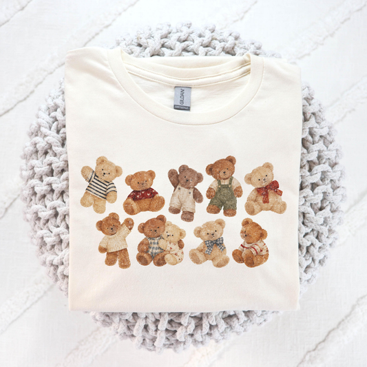 Vintage Christmas Bears Full Color DTF Transfer