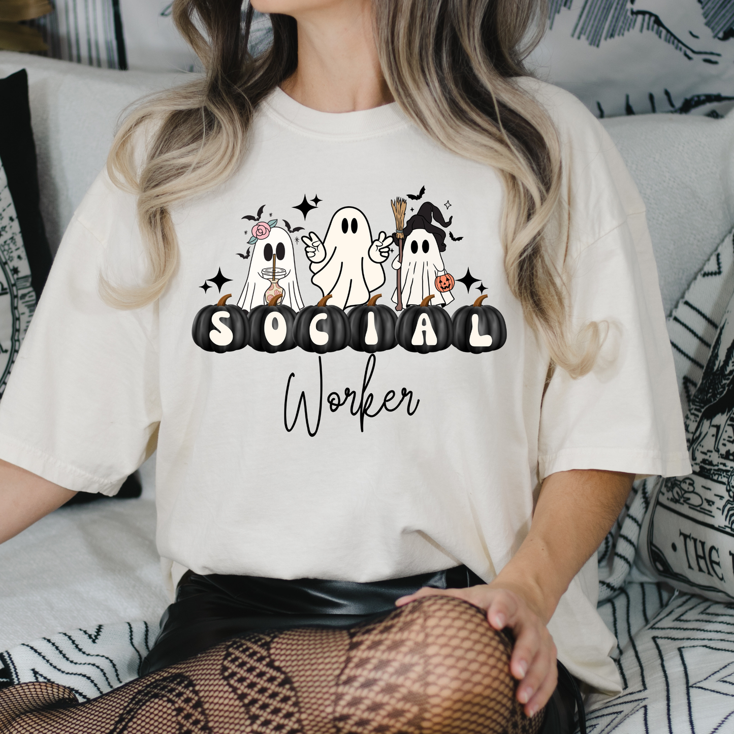 Social Worker Pumpkins/Ghosts Full Color DTF Transfer