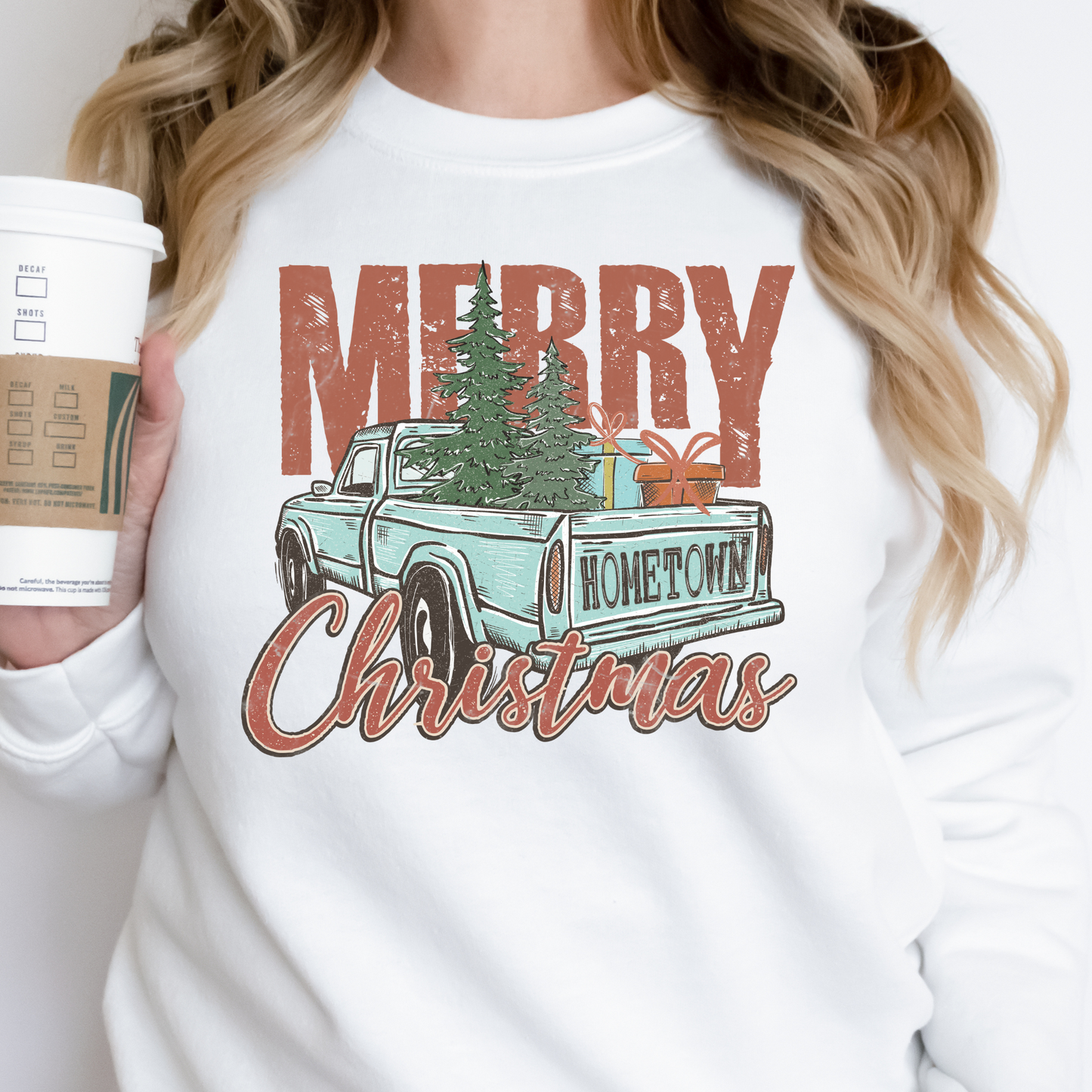 Merry Christmas Old Truck Full Color DTF Transfer