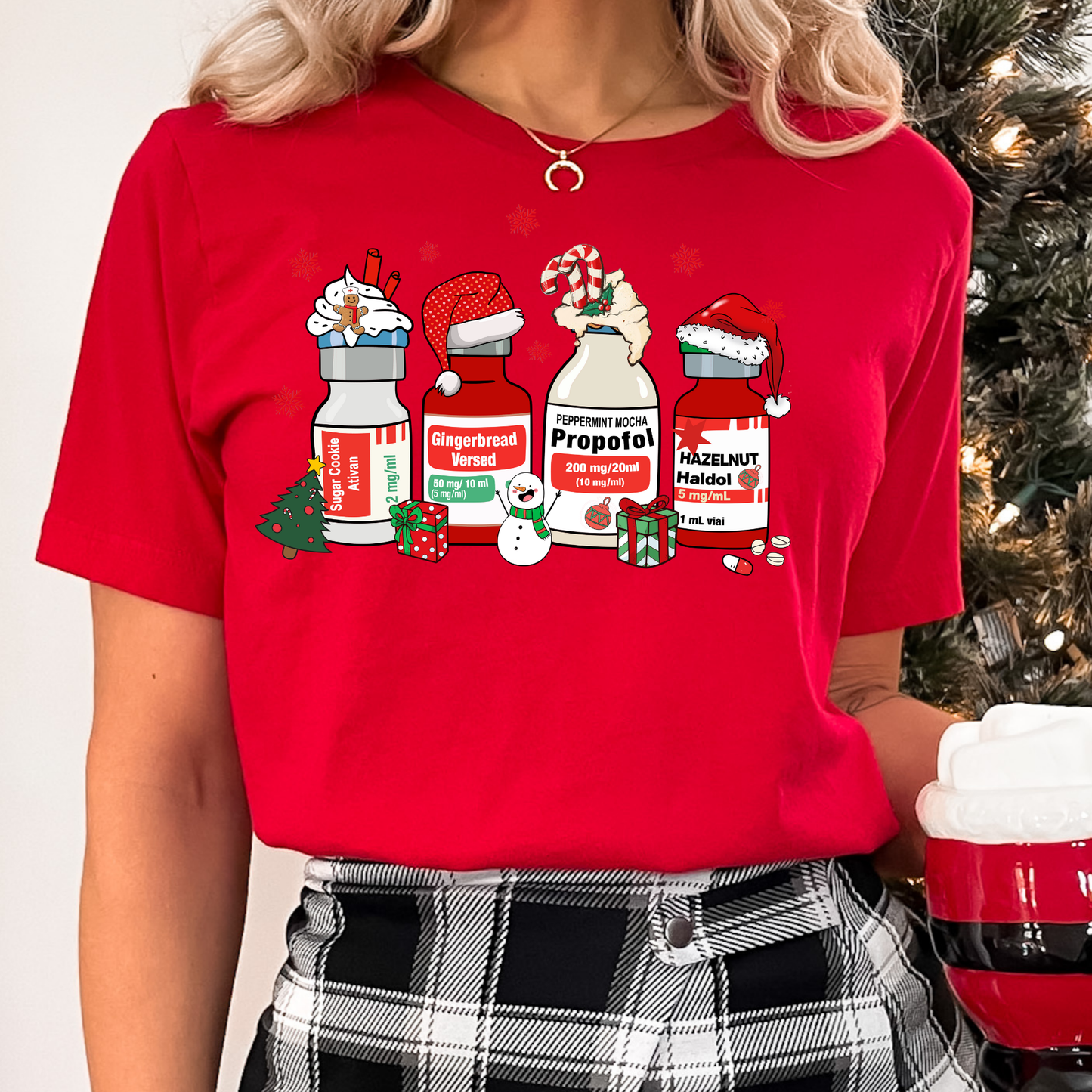 Christmas Theme Medicine Vials Full Color DTF Transfer