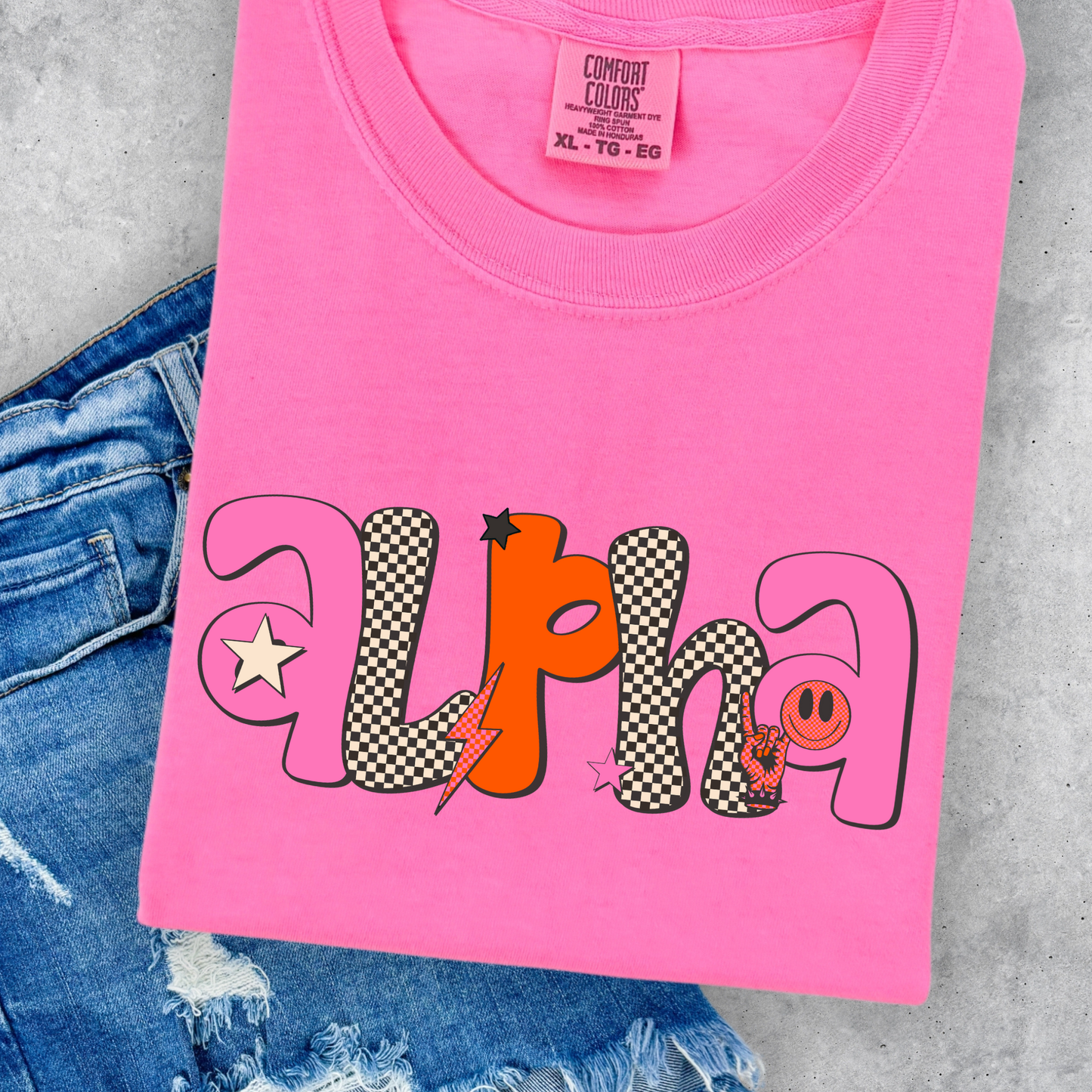Pink/Orange Rocker Alpha Full Color DTF Transfer