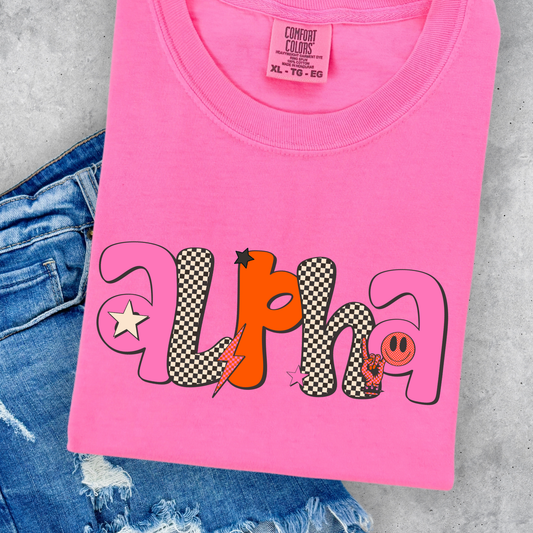 Pink/Orange Rocker Alpha Full Color DTF Transfer