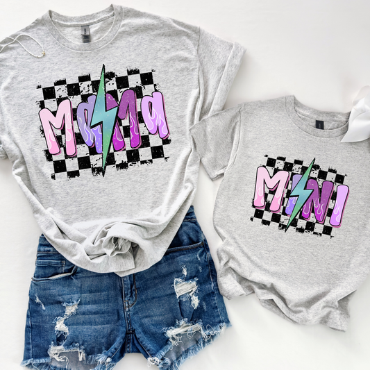 Mama - Mini Purple (Checkered Background Full Color DTF Transfer