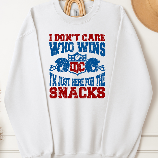 I Don't Care Who Wins I'm Just Here For The Snacks Full Color DTF Transfer