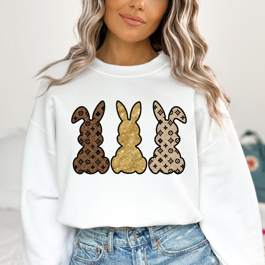 Designer Bunnies (Faux Glitter) Full Color DTF Transfer