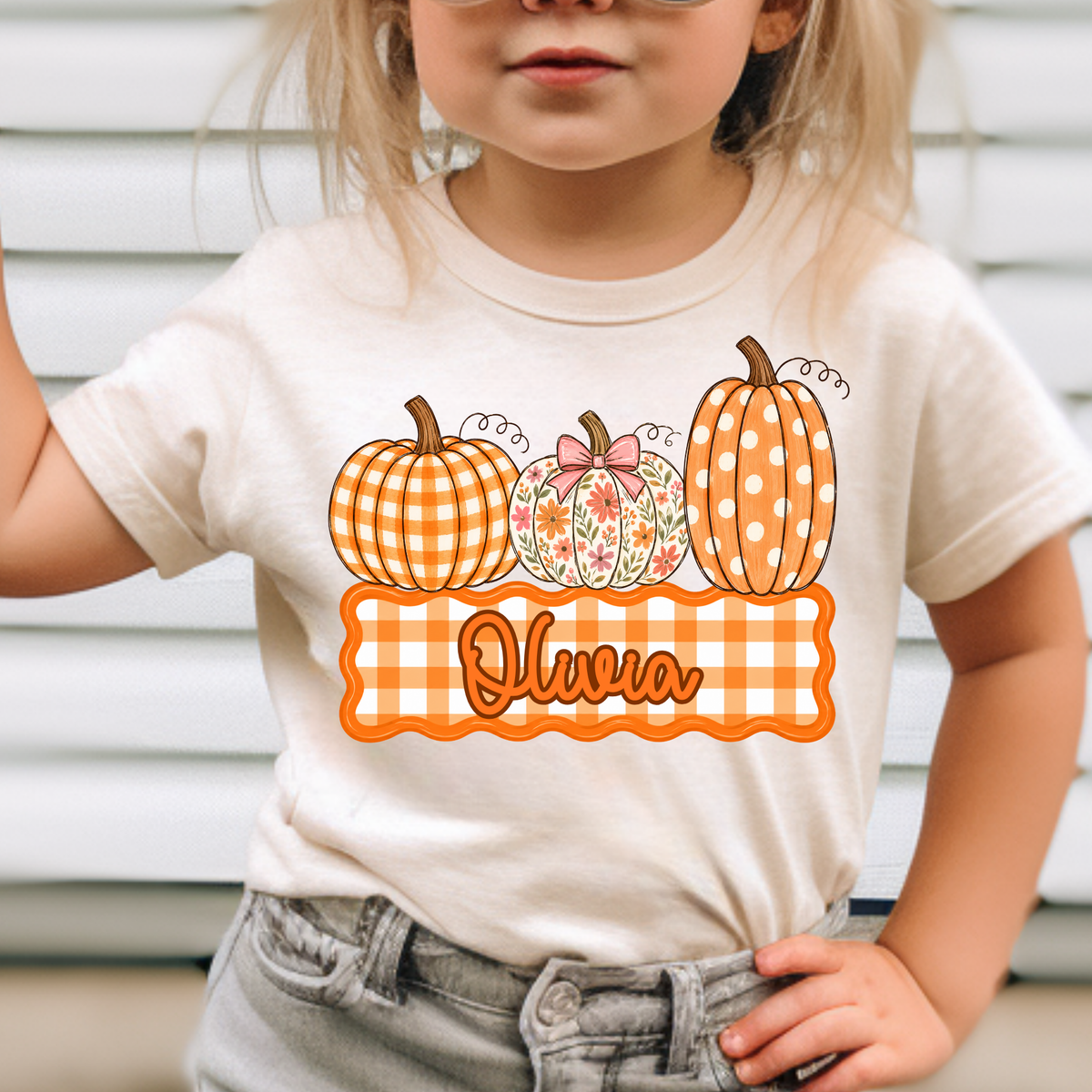 Personalized Fall Pumpkin Name Plate Full Color DTF Transfer