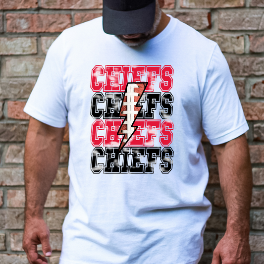 Chiefs w/ Footballs Lightning Bolt Full Color DTF Transfer