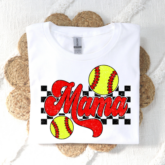 Softball Mama (Checkered) Full Color DTF Transfer