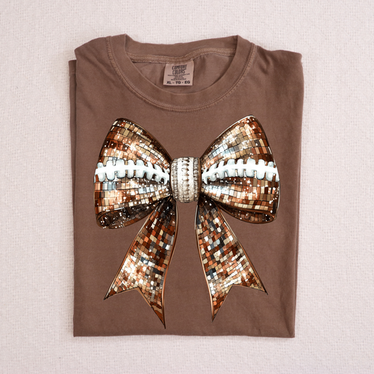 Faux Sequin Football Bow Full Color DTF Transfer