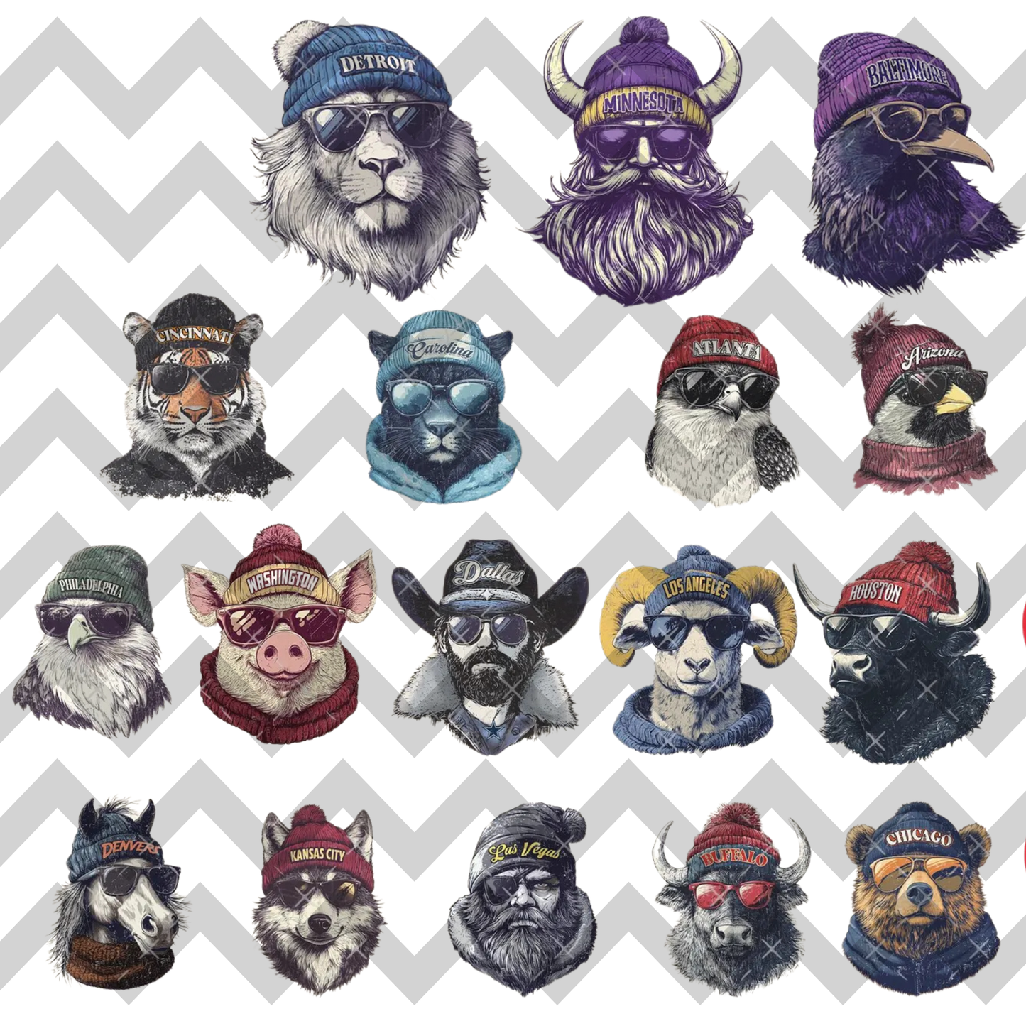 Football Mascot (Multi Options) Full Color DTF Transfer