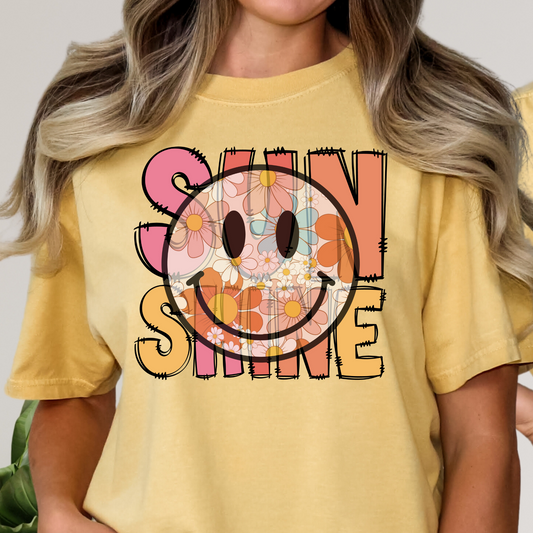 Sunshine w/Floral Smiley Full Color DTF Transfer