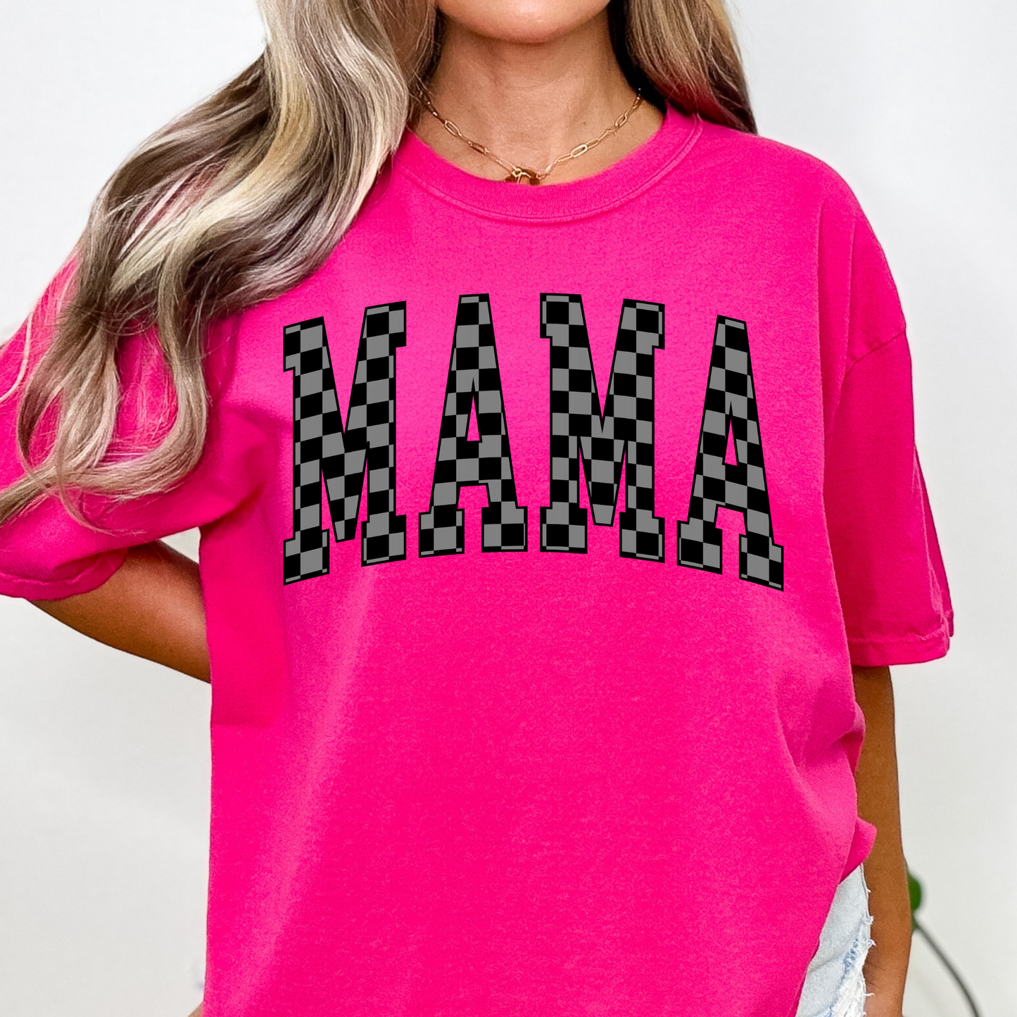 Black/Grey Checkered Mama Full Color DTF Transfer