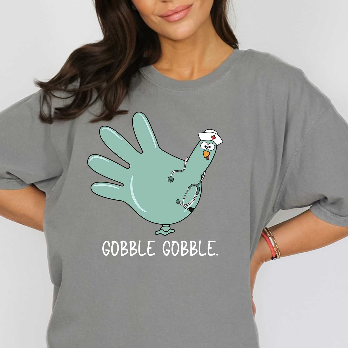 Gobble Gobble (Rubber Glove Turkey) Full Color DTF Transfer