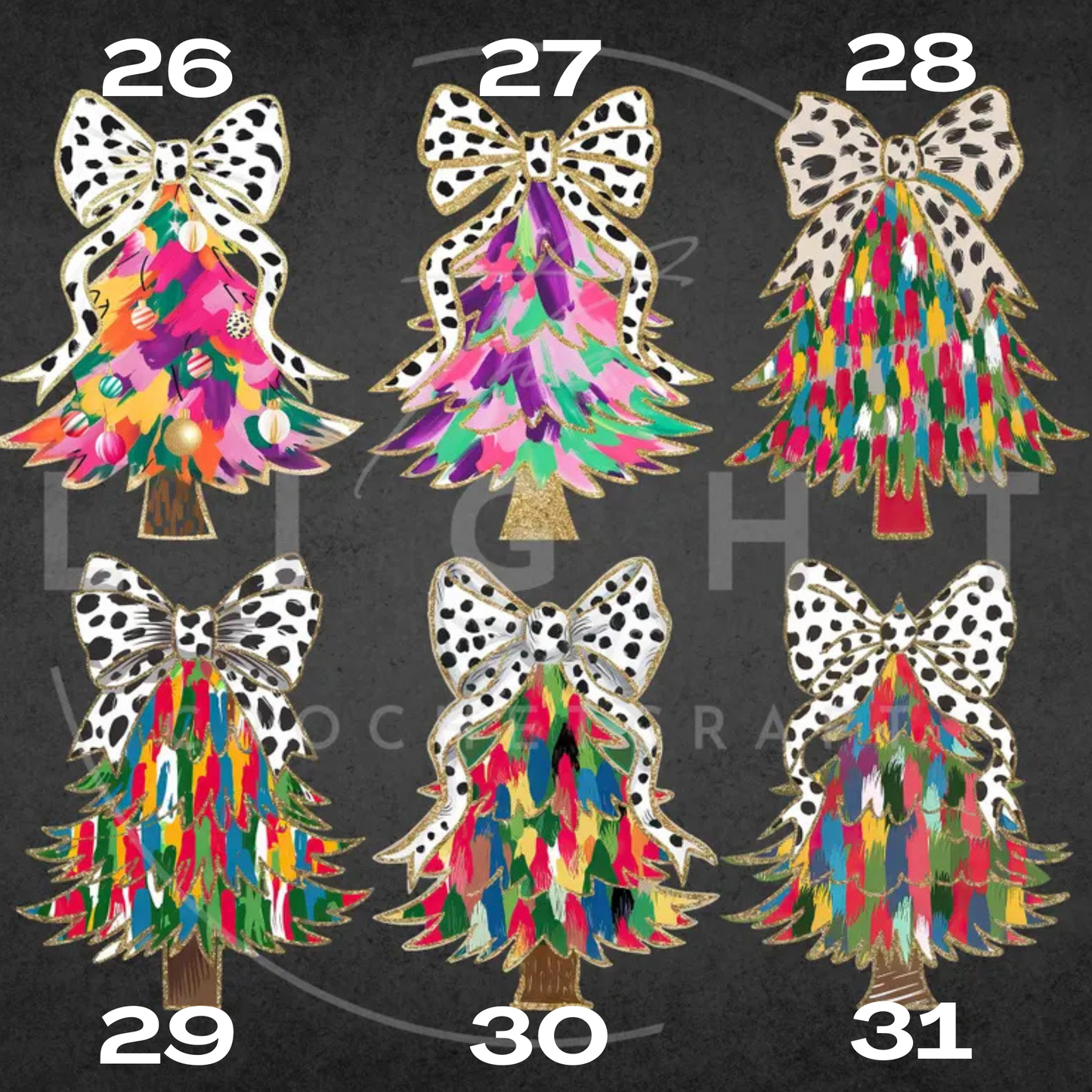 Brush Stoke Christmas Trees (42 Different Options) Full Color DTF Transfer