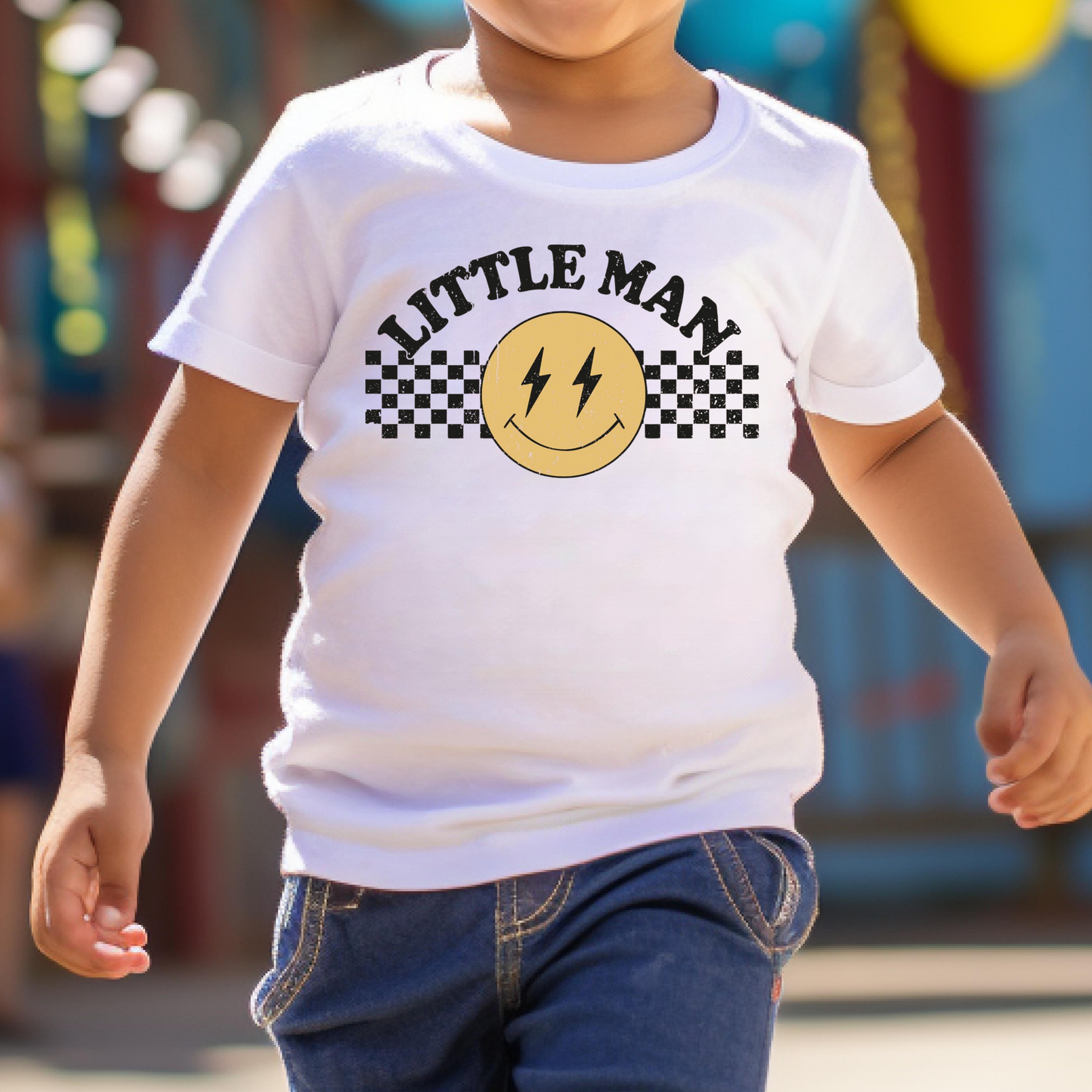 Little Man (Smiley/Checkered) Full Color DTF Transfer