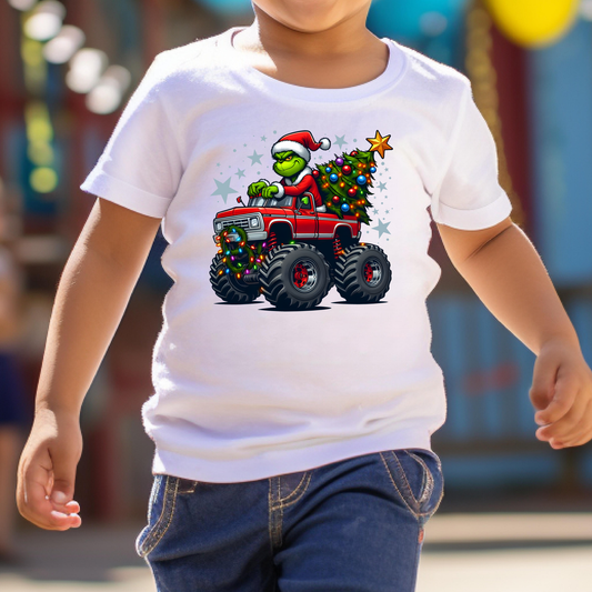 Grinch Christmas Monster Truck Full Color DTF Transfer