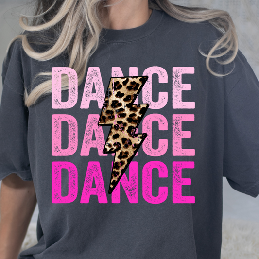 Dance (Pink Tones) Leopard Lightening Bolt Full Color DTF Transfers