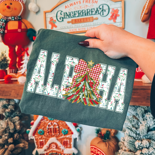 Christmas Tree Alpha (ONE WORD/NAME) Full Color DTF Transfer