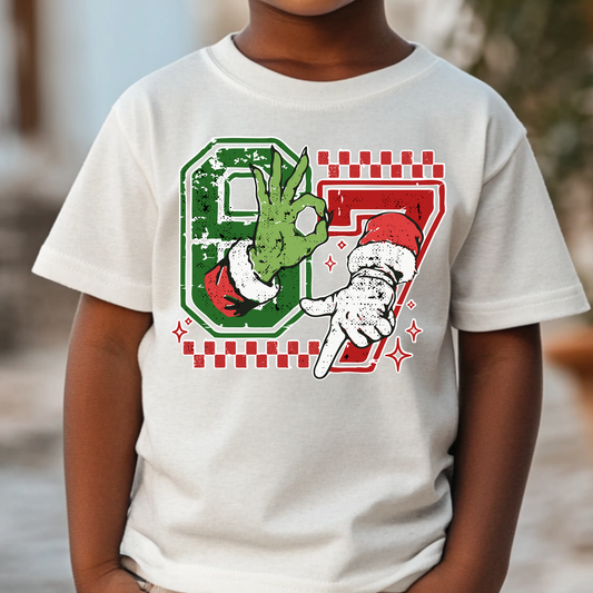 67 Grinch and Santa Hand (Six Seven) Full Color DTF Transfer