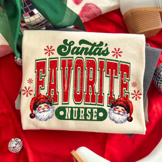 Santa's Favorite Nurse Full Color DTF Transfer