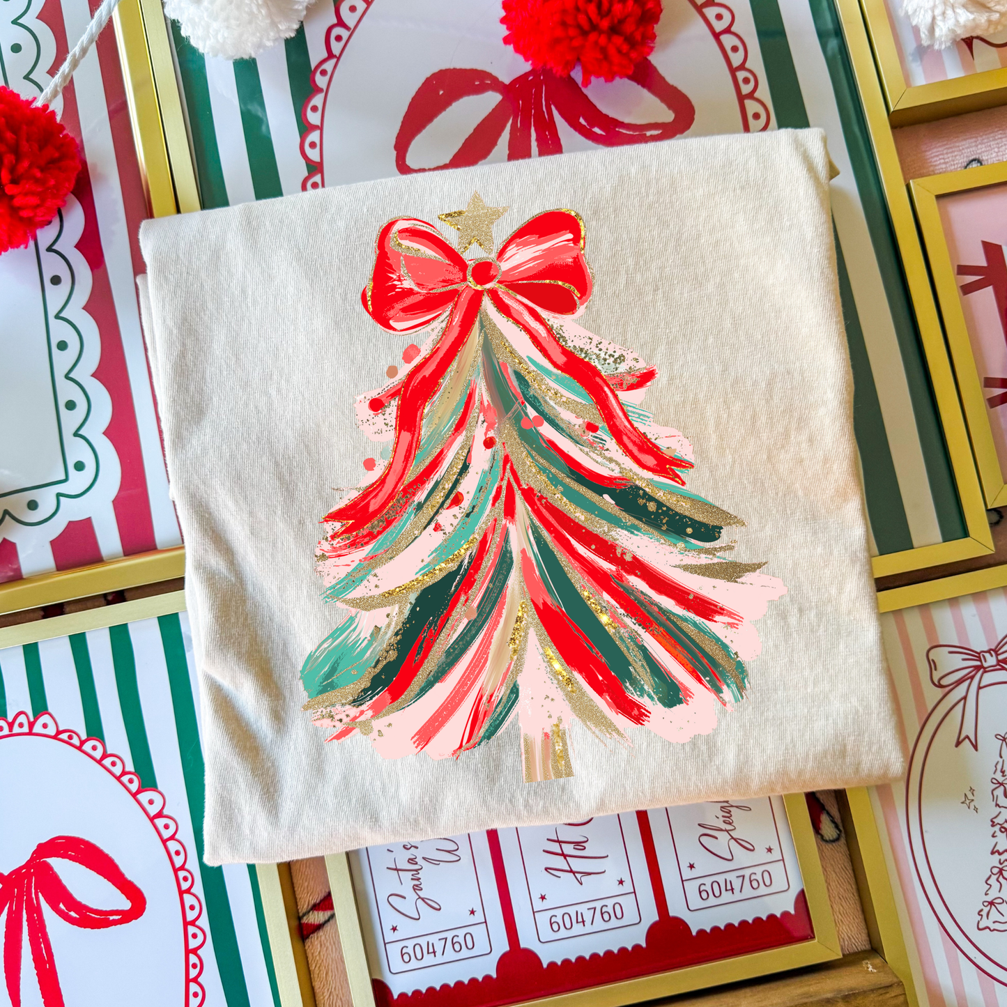 Multi Color Brush Stroke Christmas Tree Full Color DTF Transfer