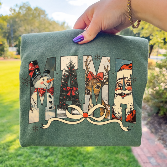 Christmas Pic Mama w/Bow Full Color DTF Transfer