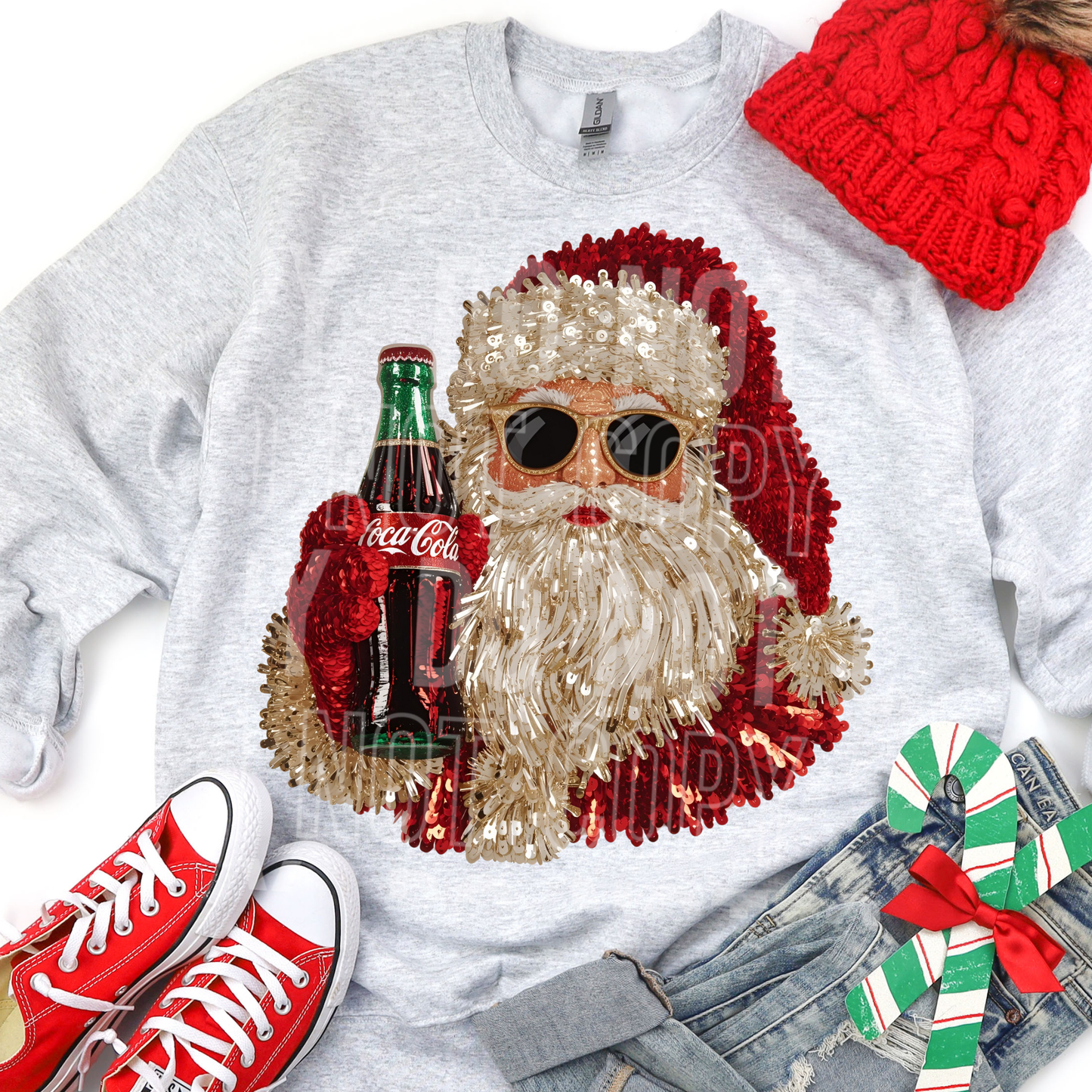 Coke Santa (Faux Sequin/Yarn) Full Color DTF Transfer