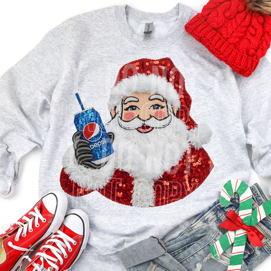 Pepsi Santa (Faux Sequin/Yarn) Full Color DTF Transfer