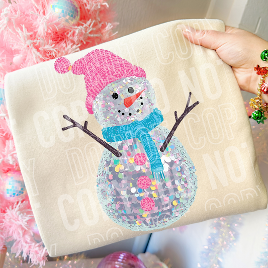 Snowman (Faux Sequin)Full Color DTF Transfer