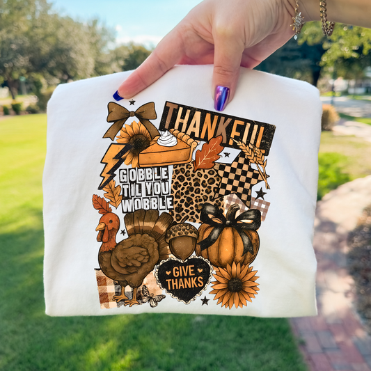 Thankful Collage (Gobble TIl You Wobble) Full Color DTF Transfer