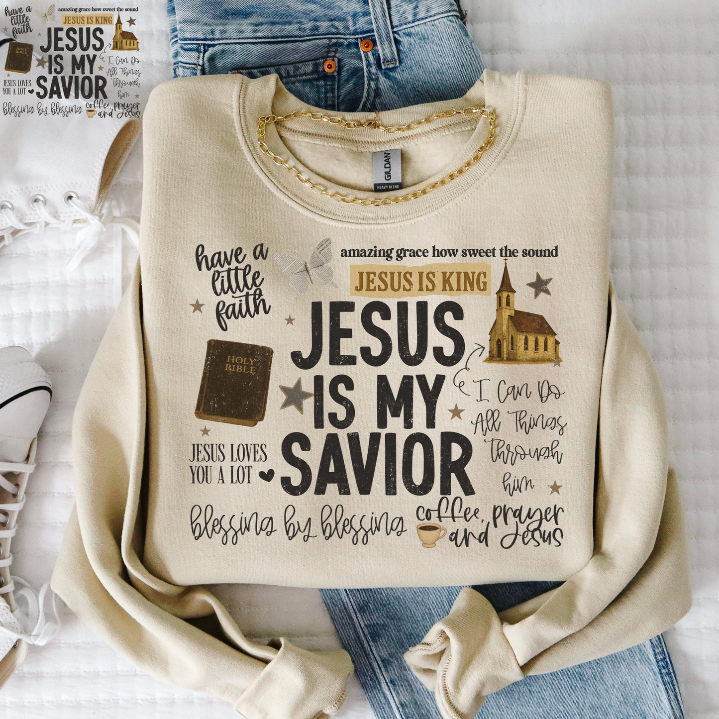 Jesus Is My Savior (Text Collage) Full Color DTF Transfer