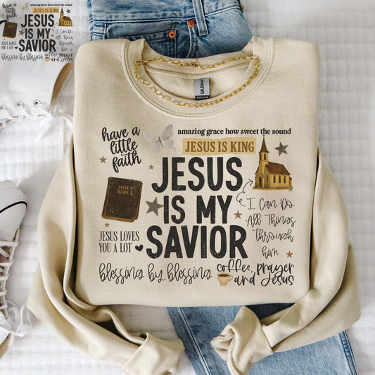Jesus Is My Savior (Text Collage) Full Color DTF Transfer