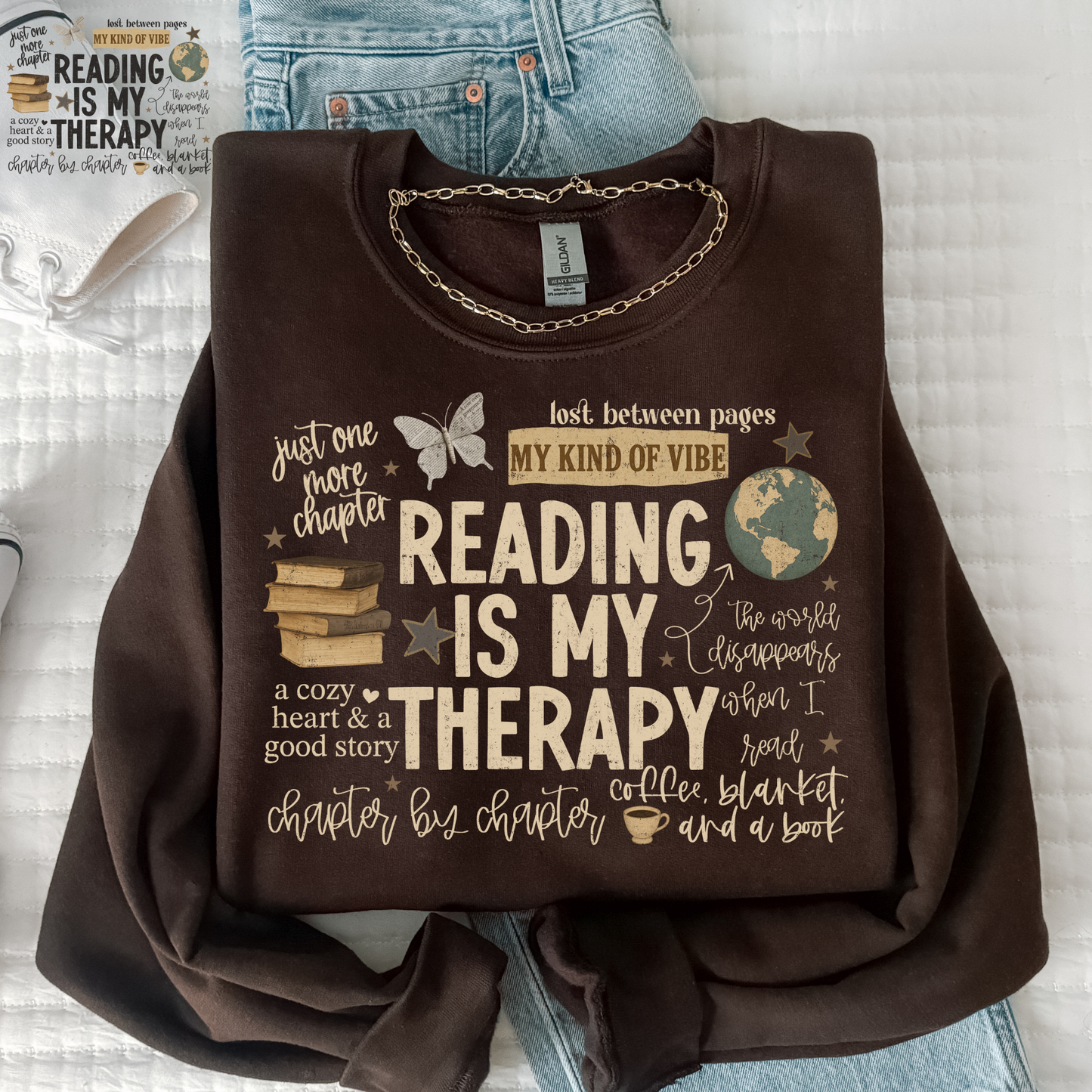 Reading Is My Therapy (Text Collage) Full Color DTF Transfer