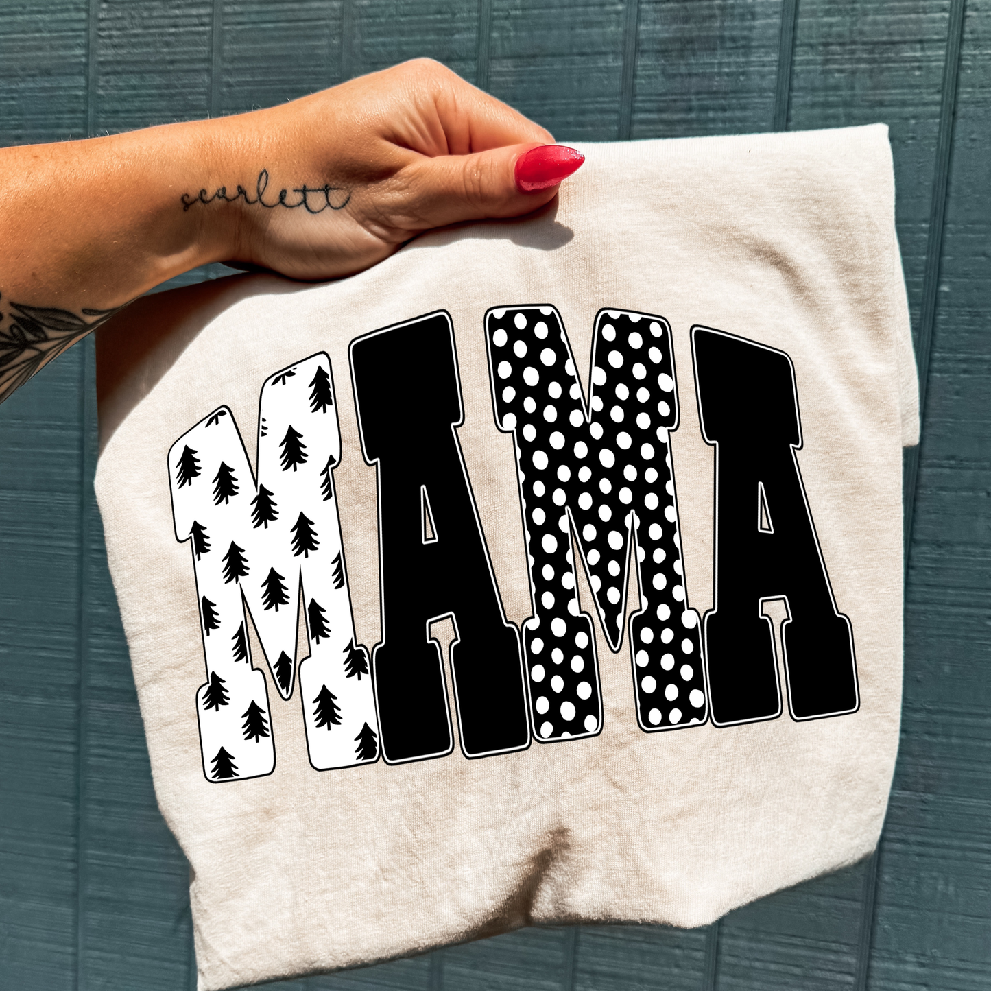 Mama (Black & White Trees/Theme) Full Color DTF Transfer