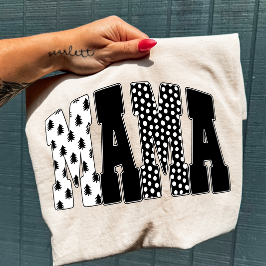 Mama (Black & White Trees/Theme) Full Color DTF Transfer