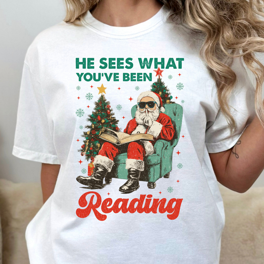 He Sees What You've Been Reading Full Color DTF Transfer