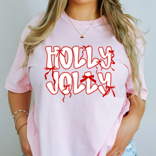 Holly Jolly (Bows) Full Color DTF Transfer