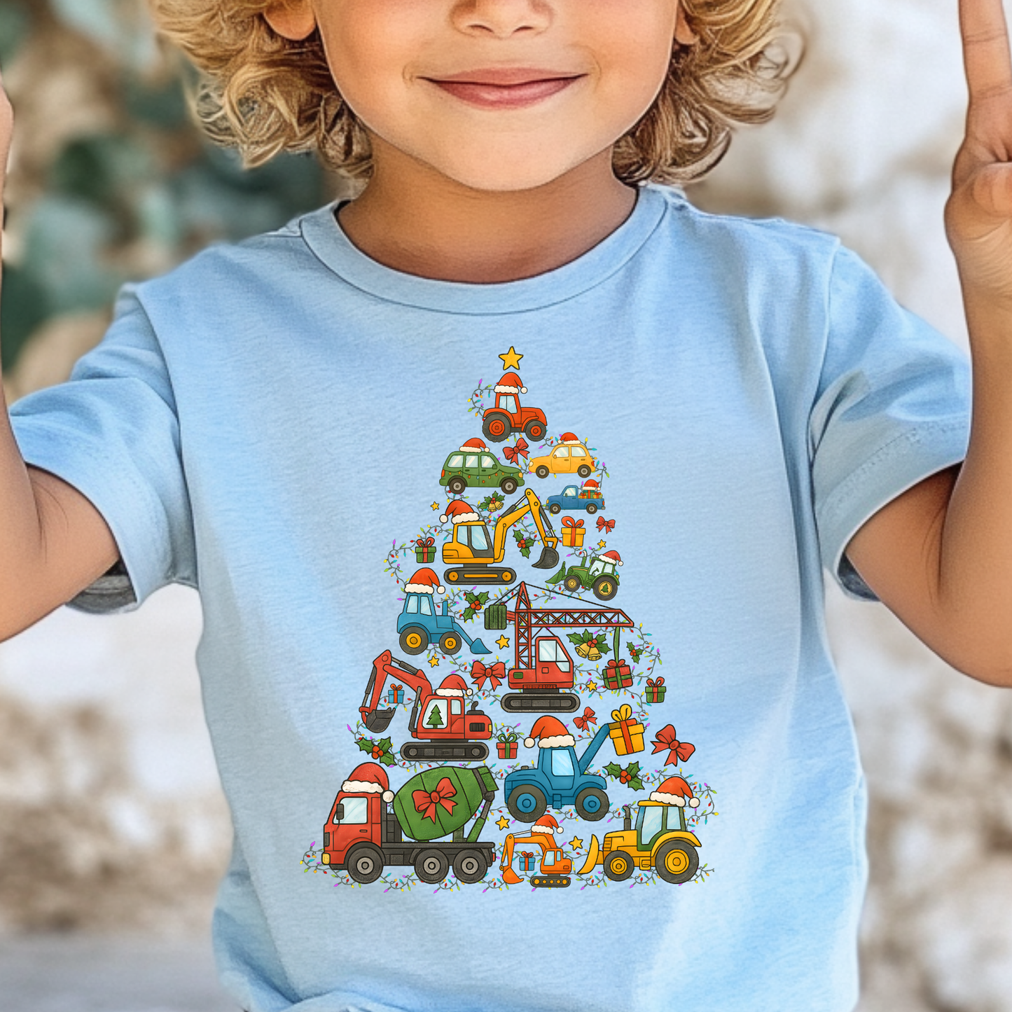 Construction Truck Christmas Tree Full Color DTF Transfer