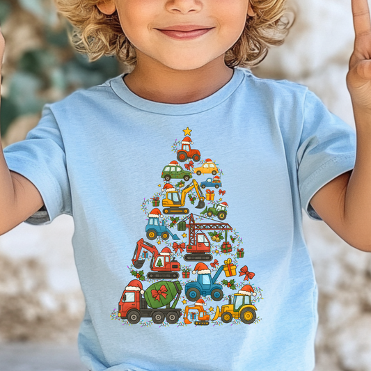 Construction Truck Christmas Tree Full Color DTF Transfer