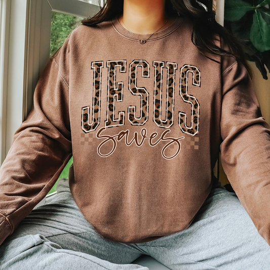 Jesus Saves (Leopard) Full Color DTF Transfer