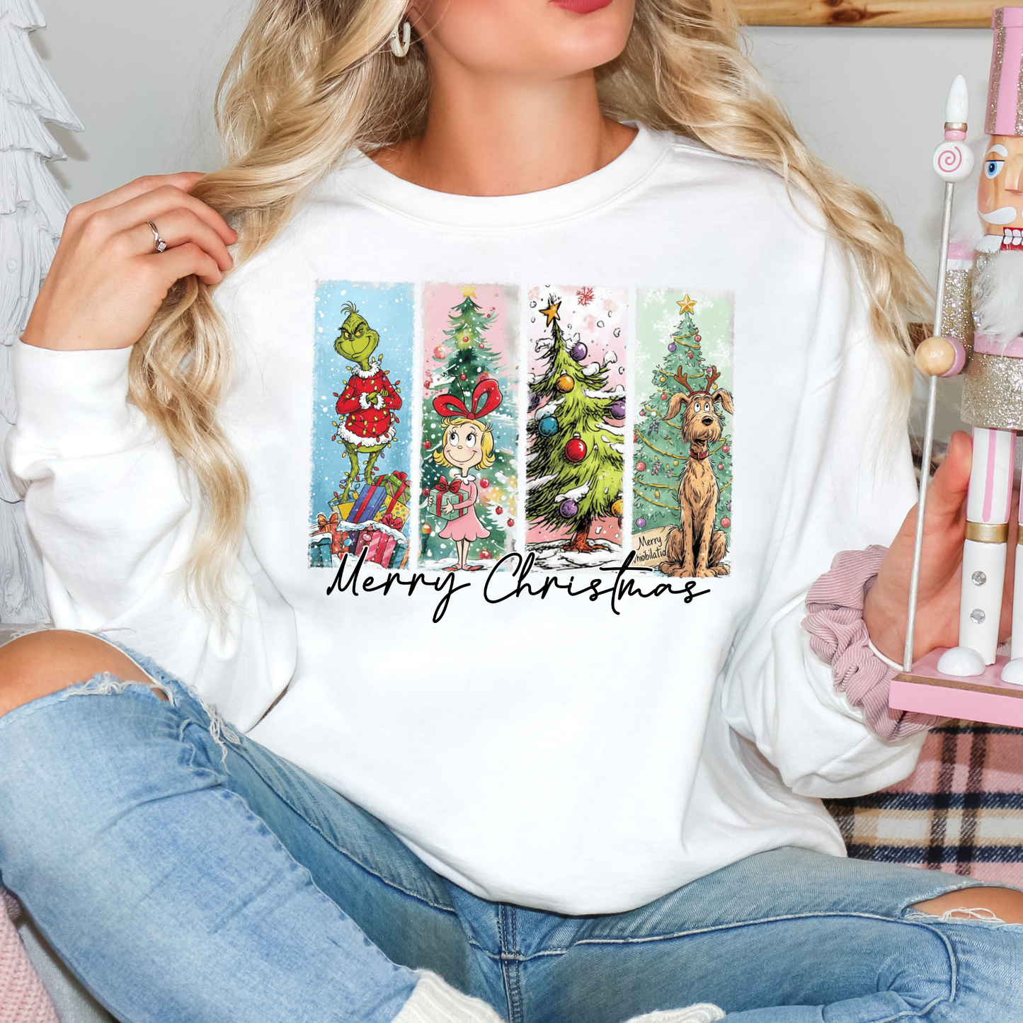 Merry Christmas (Grinch 4 Pic) Full Color DTF Transfer