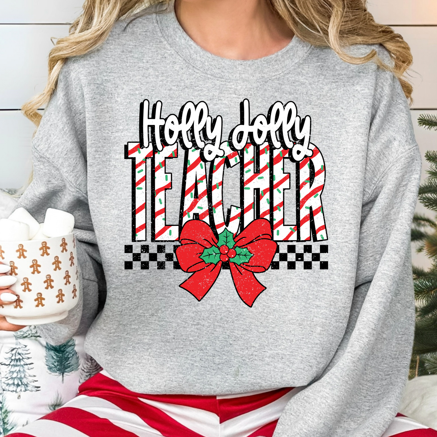 Holly Jolly Teacher Full Color DTF Transfer