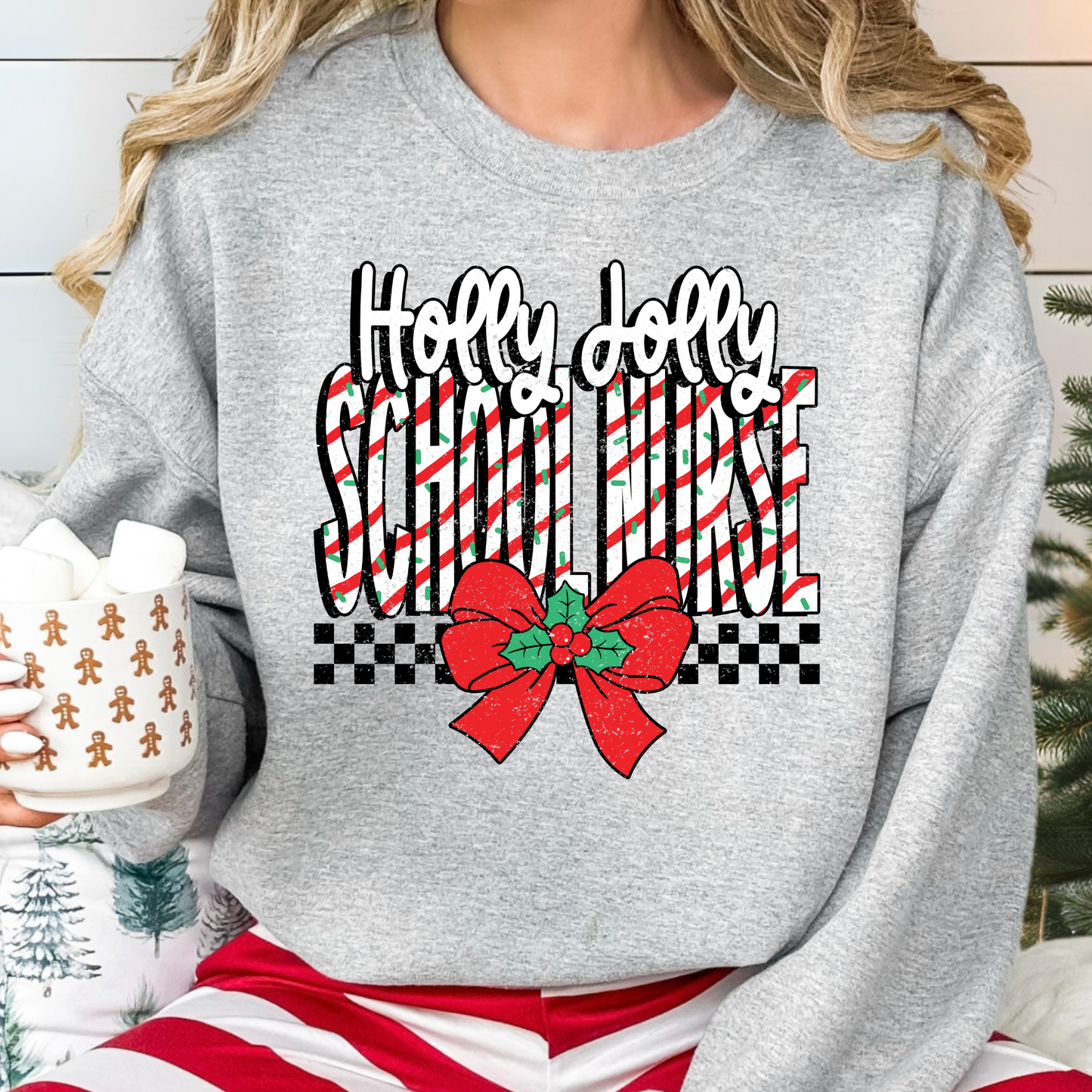 Holly Jolly School Nurse Full Color DTF Transfer