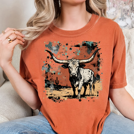 Longhorn Brushstroke Full Color DTF Transfer