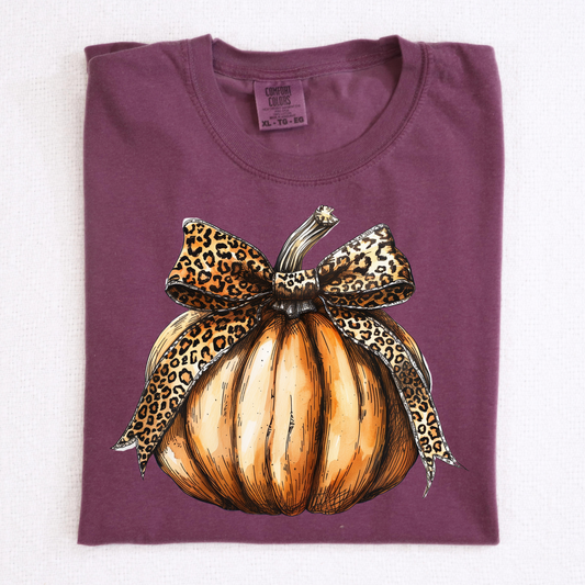 Pumpkin w/Leopard Bow Full Color DTF Transfer